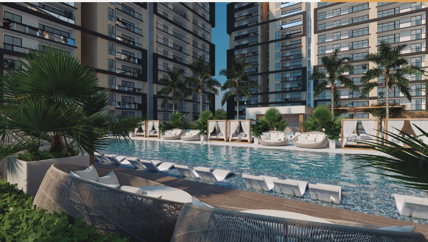 Alto Lago resort-style pool deck with cabanas