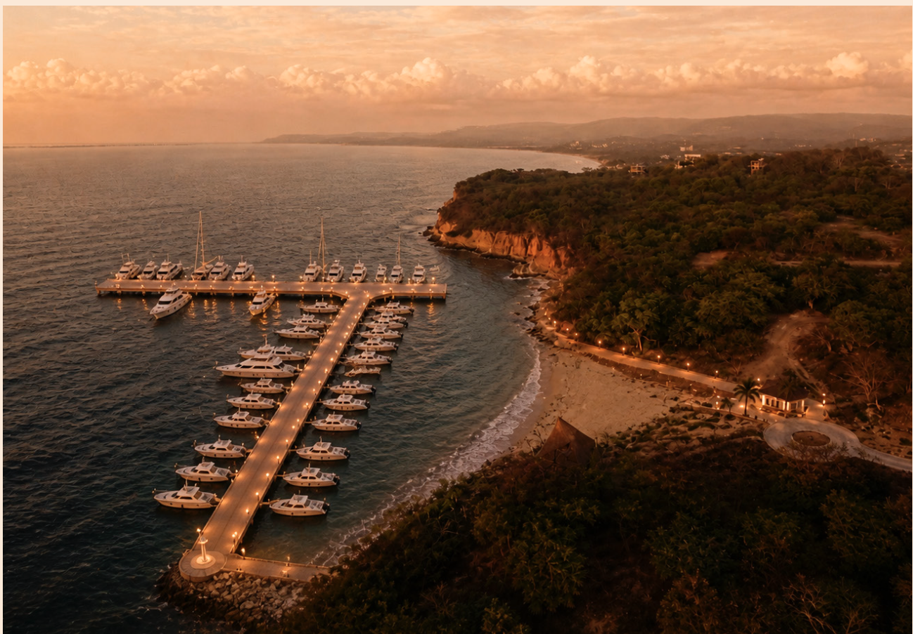 Aerial view of the Villa Mediterráneo marina operated by Ronáutica